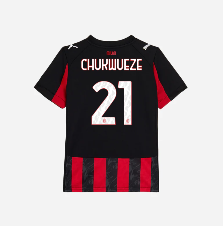 milan home 202526 kids jersey – 21 samuel chukwueze Collection | AC Milan Kits Collection | AC Milan Kits