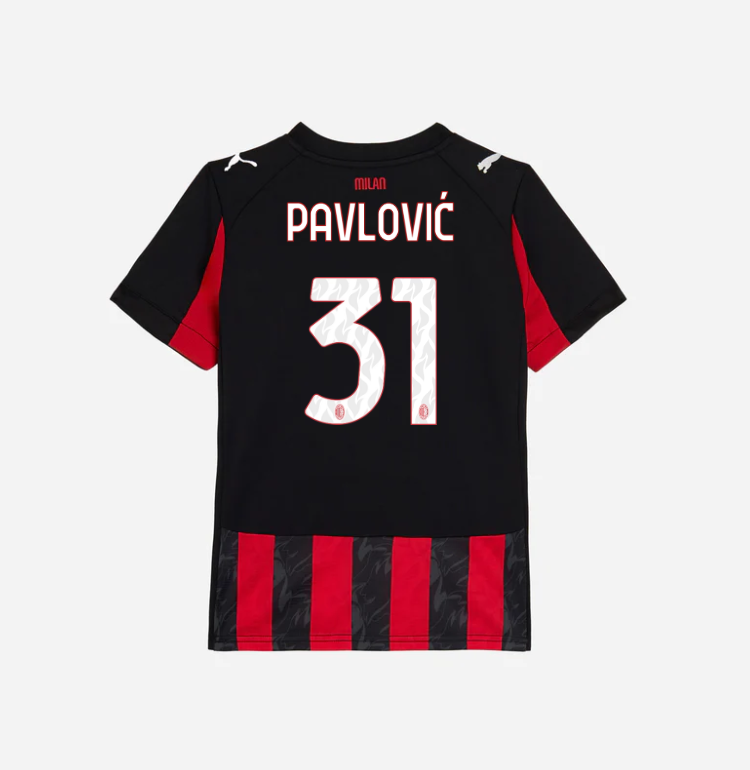 milan home 202526 kids jersey – 31 strahinja pavlović Collection | AC Milan Kits Collection | AC Milan Kits