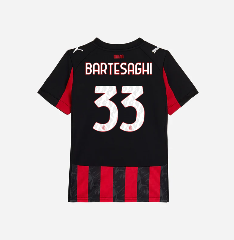 milan home 202526 kids jersey – 33 davide bartesaghi Collection | AC Milan Kits Collection | AC Milan Kits