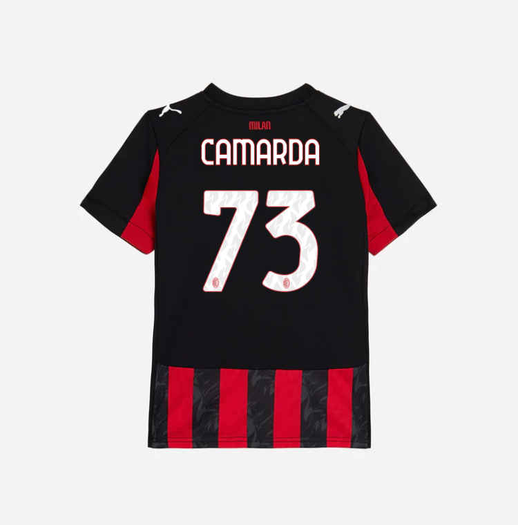 milan home 202526 kids jersey – 73 francesco camarda Collection | AC Milan Kits Collection | AC Milan Kits
