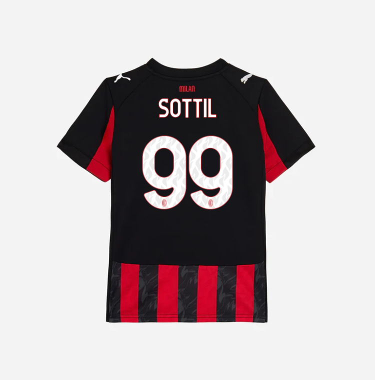 milan home 202526 kids jersey – 99 riccardo sottil Collection | AC Milan Kits Collection | AC Milan Kits