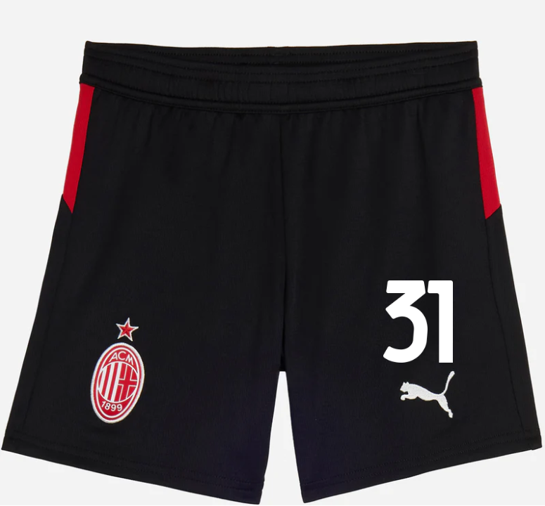 milan home 202526 kids shorts – 31 strahinja pavlović Collection | AC Milan Kits Collection | AC Milan Kits