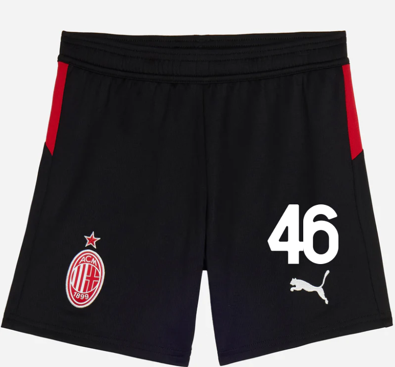 milan home 202526 kids shorts – 46 matteo gabbia Collection | AC Milan Kits Collection | AC Milan Kits