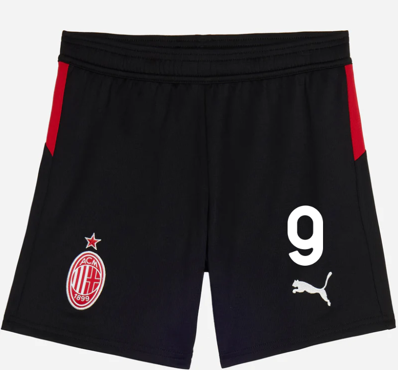 milan home 202526 kids shorts – 9 luka jović Collection | AC Milan Kits Collection | AC Milan Kits