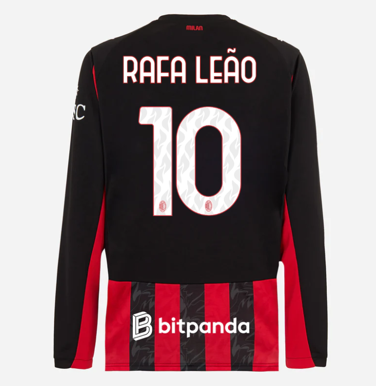 milan long sleeve home 202526 jersey – 10 rafael leão Collection | AC Milan Kits Collection | AC Milan Kits
