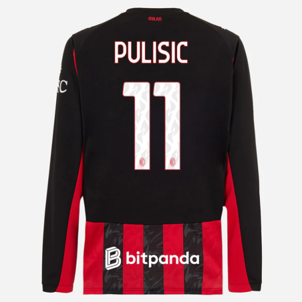 milan long sleeve home 202526 jersey – 11 christian pulisic Collection | AC Milan Kits Collection | AC Milan Kits