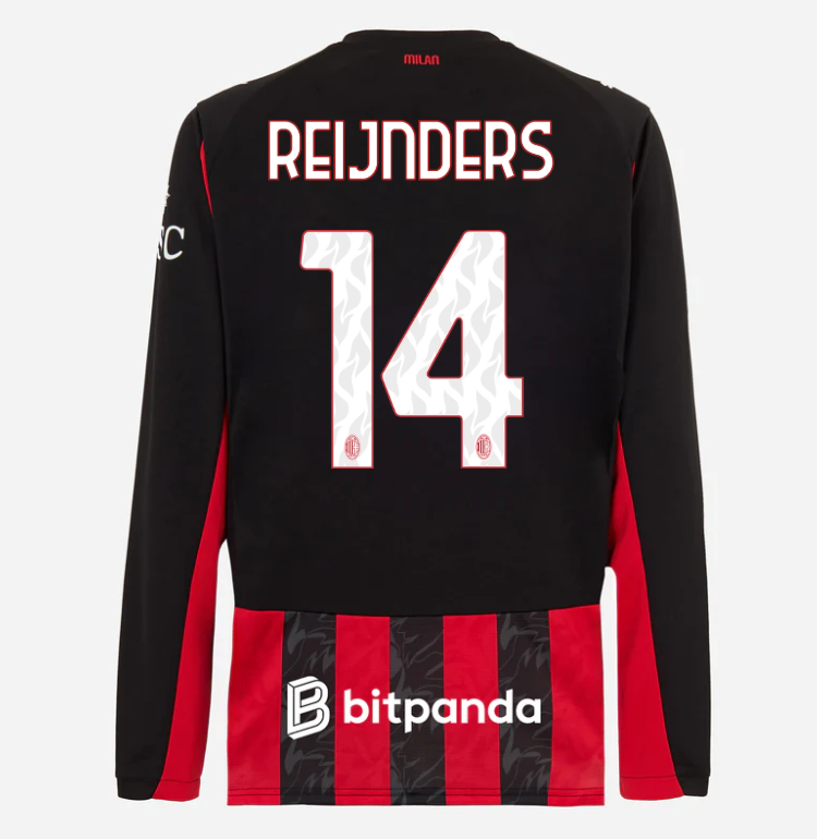milan long sleeve home 202526 jersey – 14 tijjani reijnders Collection | AC Milan Kits Collection | AC Milan Kits