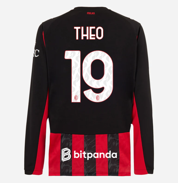 milan long sleeve home 202526 jersey – 19 theo hernández Collection | AC Milan Kits Collection | AC Milan Kits