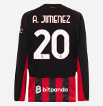 milan long sleeve home 202526 jersey – 20 alejandro jimenez Collection | AC Milan Kits Collection | AC Milan Kits