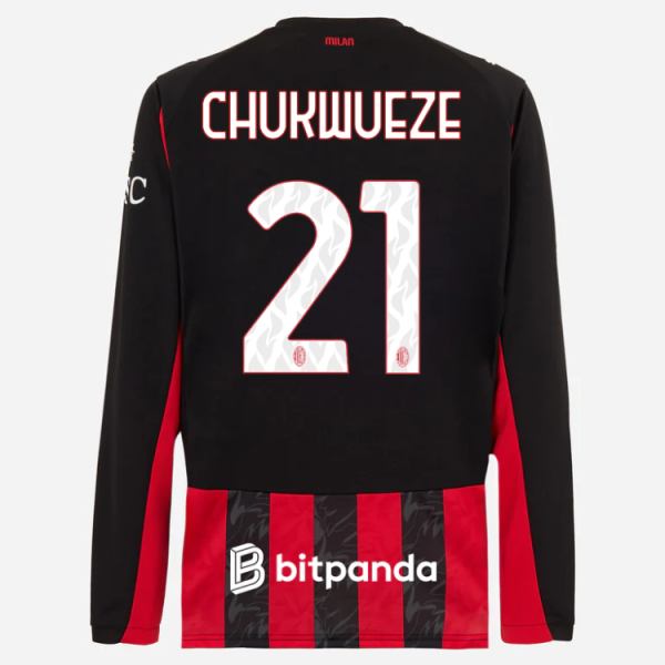 milan long sleeve home 202526 jersey – 21 samuel chukwueze Collection | AC Milan Kits Collection | AC Milan Kits