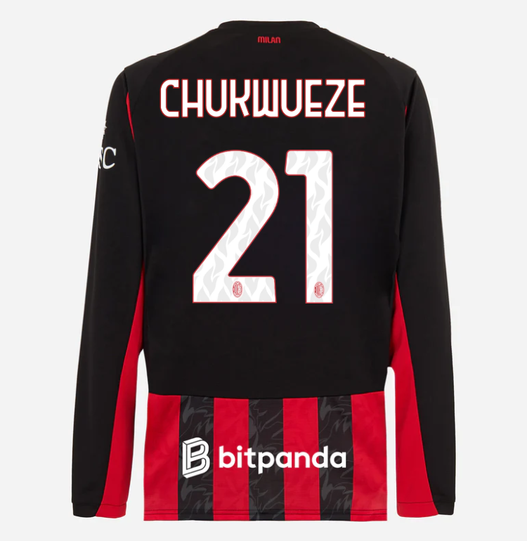 milan long sleeve home 202526 jersey – 21 samuel chukwueze Collection | AC Milan Kits Collection | AC Milan Kits