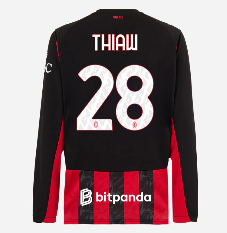 milan long sleeve home 202526 jersey – 28 malick thiaw Collection | AC Milan Kits Collection | AC Milan Kits