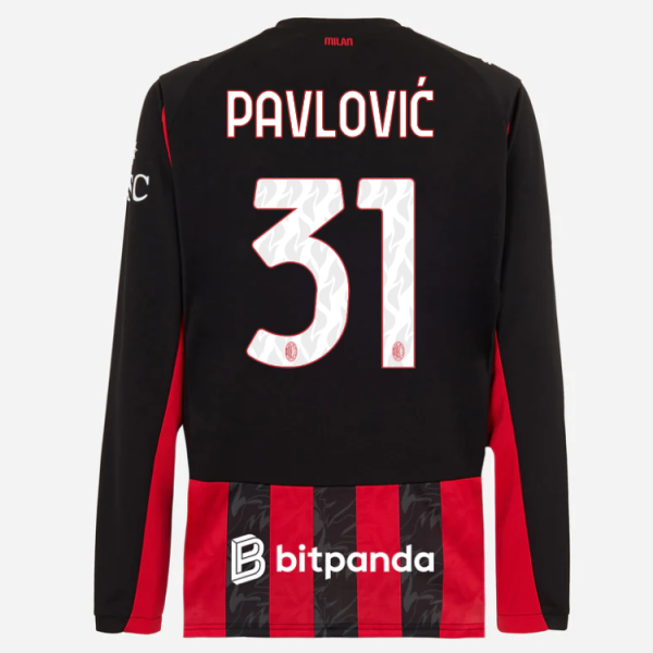 milan long sleeve home 202526 jersey – 31 strahinja pavlović Collection | AC Milan Kits Collection | AC Milan Kits