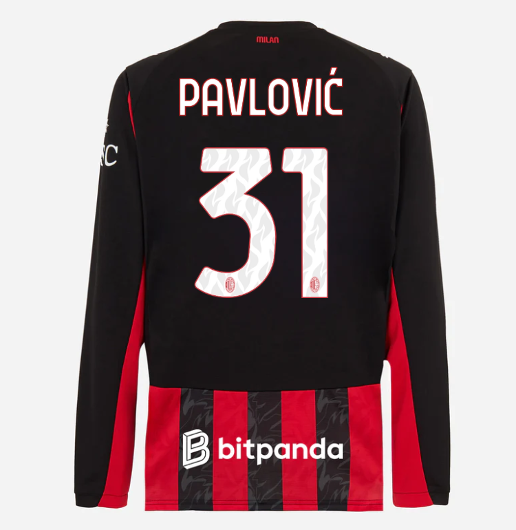 milan long sleeve home 202526 jersey – 31 strahinja pavlović Collection | AC Milan Kits Collection | AC Milan Kits