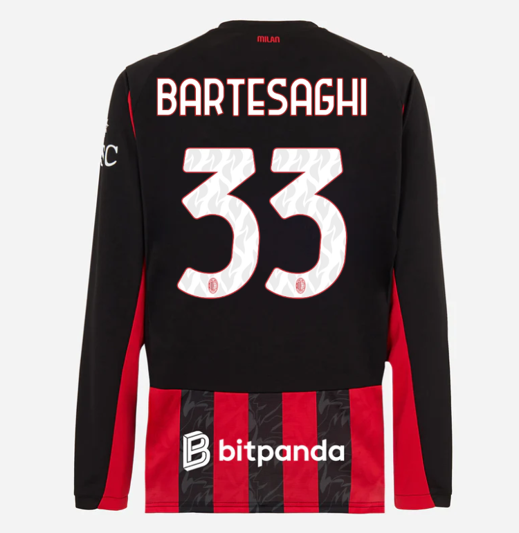 milan long sleeve home 202526 jersey – 33 davide bartesaghi Collection | AC Milan Kits Collection | AC Milan Kits