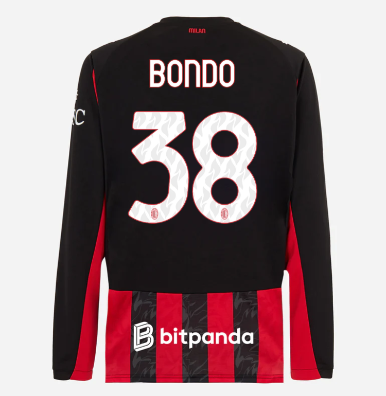 milan long sleeve home 202526 jersey – 38 warren bondo Collection | AC Milan Kits Collection | AC Milan Kits