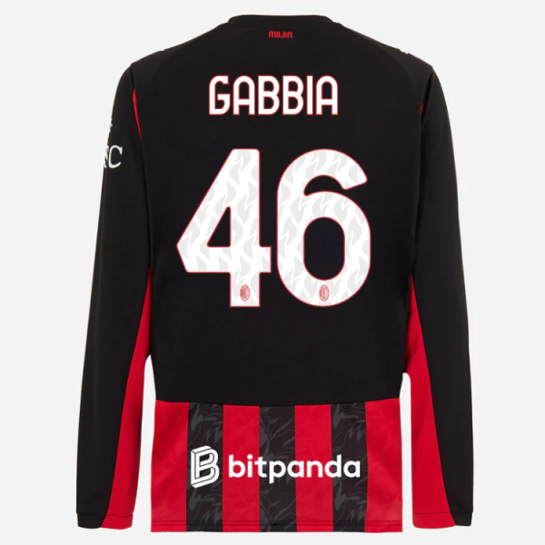 milan long sleeve home 202526 jersey – 46 matteo gabbia Collection | AC Milan Kits Collection | AC Milan Kits