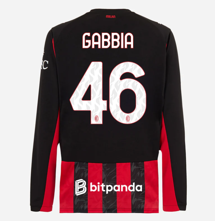 milan long sleeve home 202526 jersey – 46 matteo gabbia Collection | AC Milan Kits Collection | AC Milan Kits
