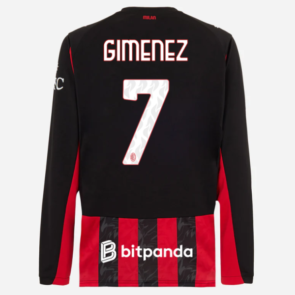 milan long sleeve home 202526 jersey – 7 santiago gimenez Collection | AC Milan Kits Collection | AC Milan Kits
