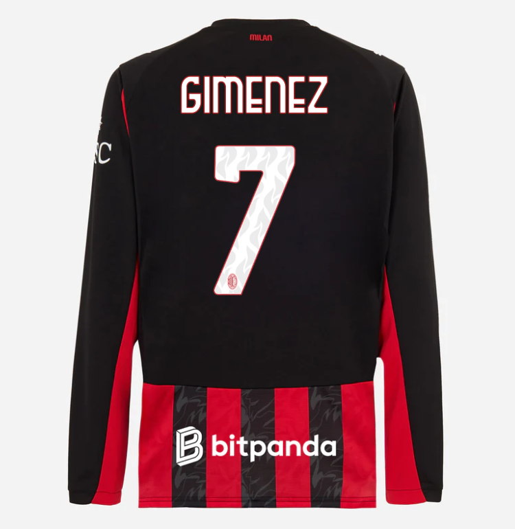 milan long sleeve home 202526 jersey – 7 santiago gimenez Collection | AC Milan Kits Collection | AC Milan Kits