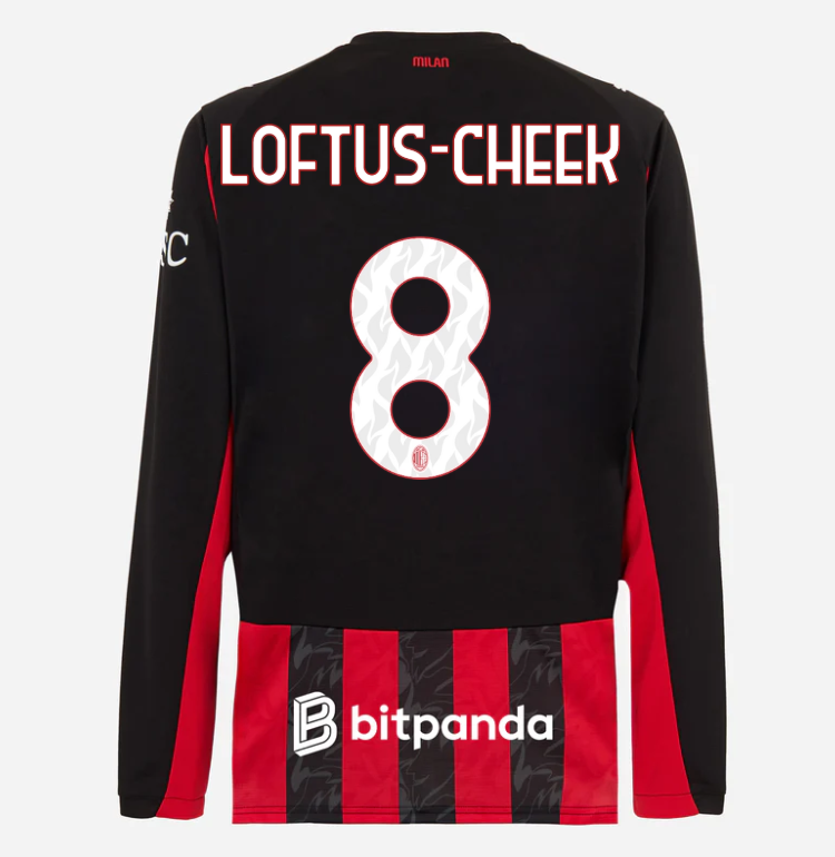 milan long sleeve home 202526 jersey – 8 ruben loftus-cheek Collection | AC Milan Kits Collection | AC Milan Kits