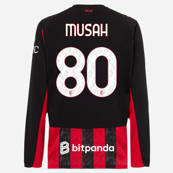 milan long sleeve home 202526 jersey – 80 yunus musah Collection | AC Milan Kits Collection | AC Milan Kits