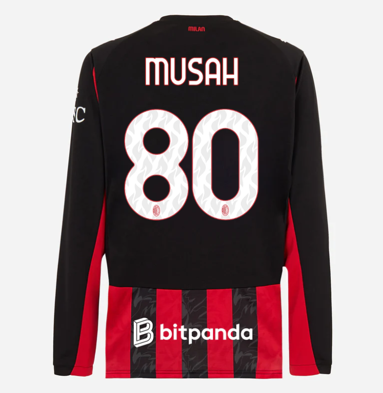 milan long sleeve home 202526 jersey – 80 yunus musah Collection | AC Milan Kits Collection | AC Milan Kits