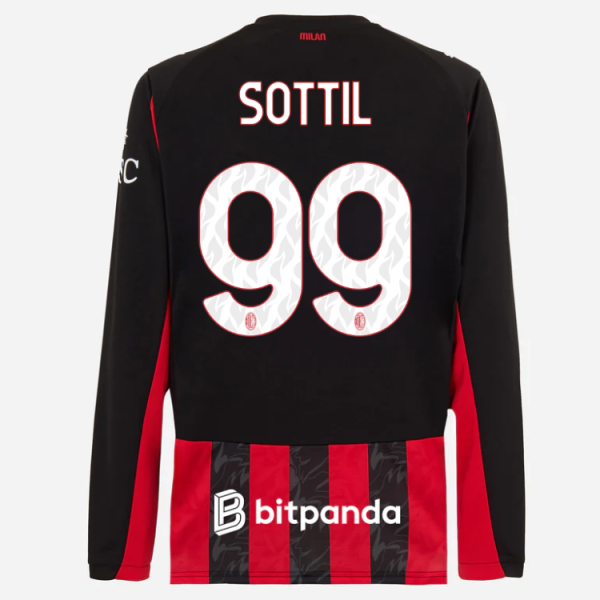 milan long sleeve home 202526 jersey – 99 riccardo sottil Collection | AC Milan Kits Collection | AC Milan Kits