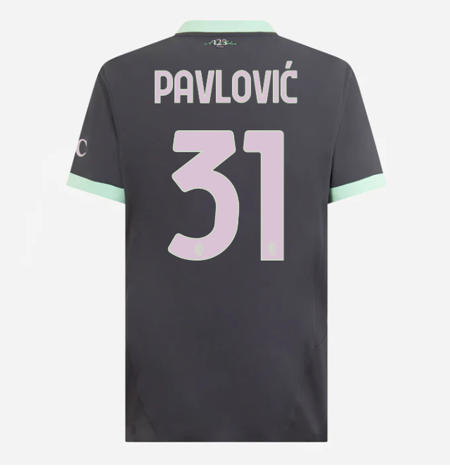 milan third authentic 202425 jersey – 31 strahinja pavlović Collection | AC Milan Kits Collection | AC Milan Kits