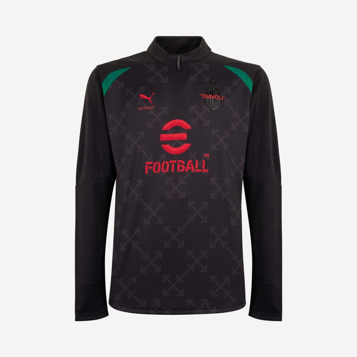 pre-match 14 zip top puma x ac milan x off-white 202425 with custom printing Collection | AC Milan Kits Collection | AC Milan Kits