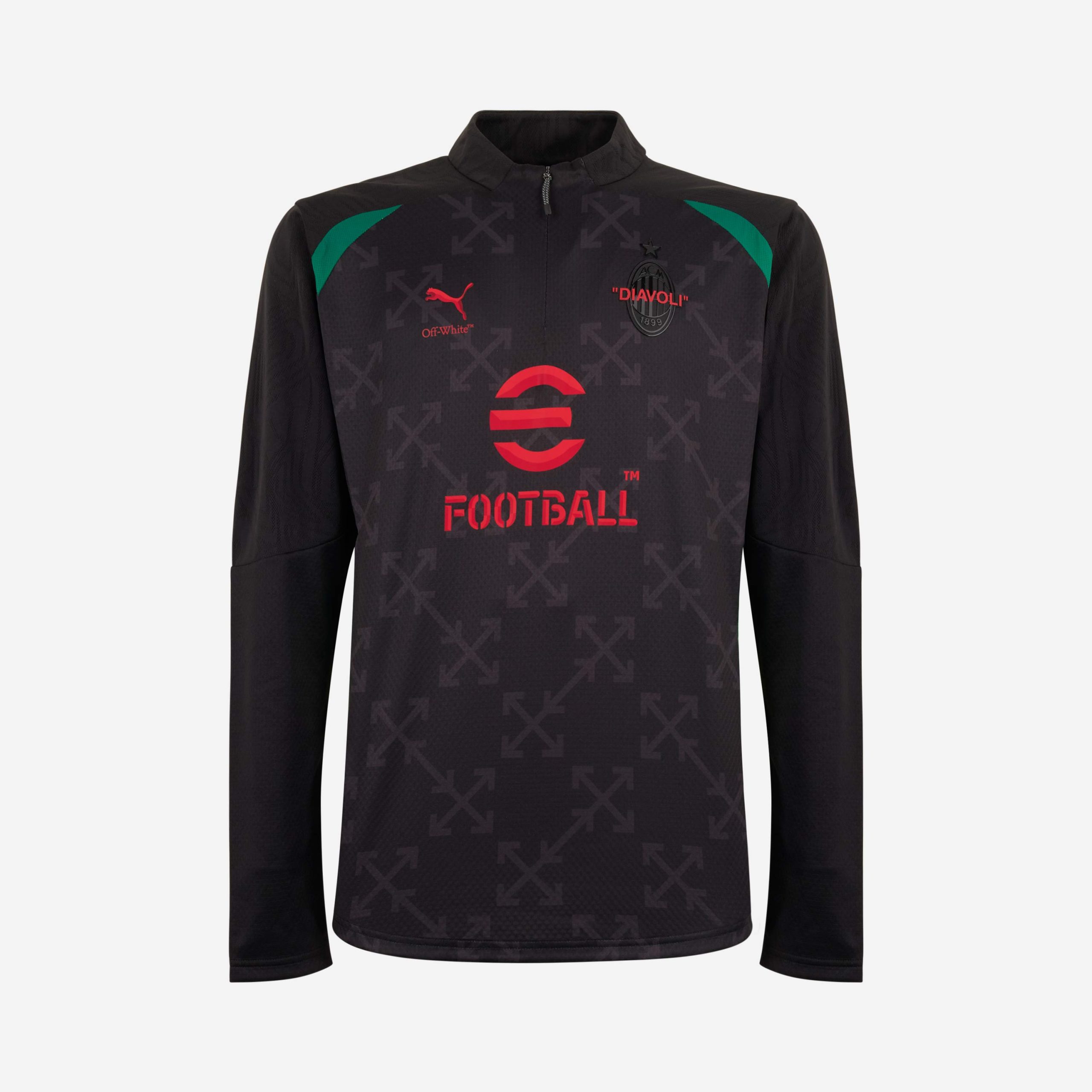 pre-match 14 zip top puma x ac milan x off-white 202425 with custom printing Collection | AC Milan Kits Collection | AC Milan Kits