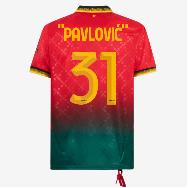 red jersey puma x ac milan x off-white 202425 – 31 strahinja pavlović Collection | AC Milan Kits Collection | AC Milan Kits