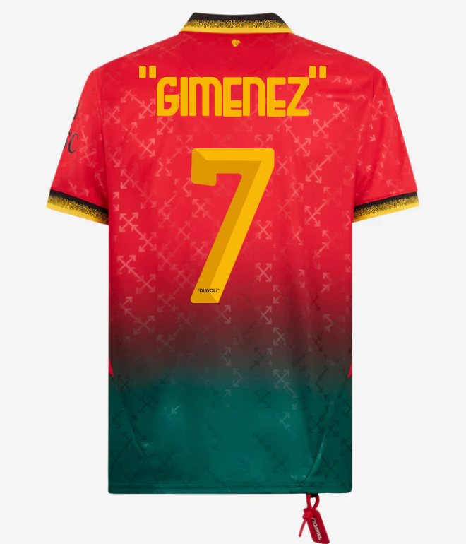 red jersey puma x ac milan x off-white 202425 – 7 santiago gimenez Collection | AC Milan Kits Collection | AC Milan Kits