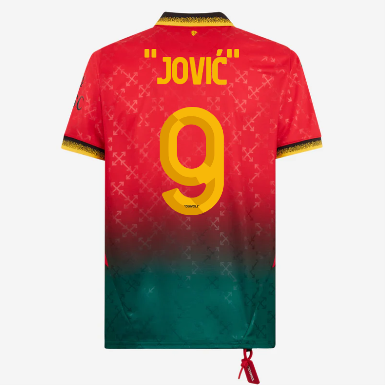red jersey puma x ac milan x off-white 202425 – 9 luka jović Collection | AC Milan Kits Collection | AC Milan Kits