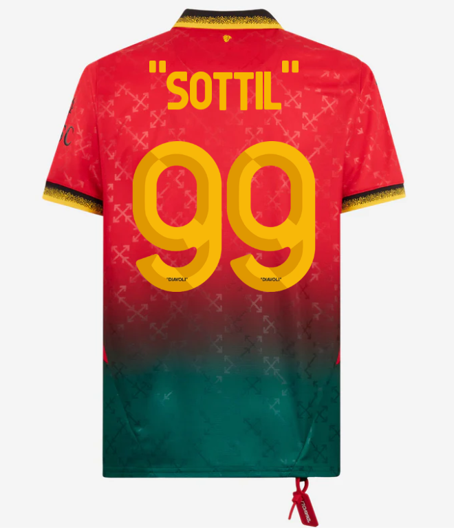 red jersey puma x ac milan x off-white 202425 – 99 riccardo sottil Collection | AC Milan Kits Collection | AC Milan Kits
